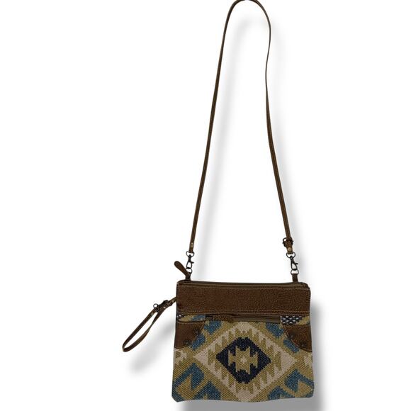 Myra Bag Aztec Southwestern Crossbody Purse Faux Leather Adjustable Strap 9x11 - Picture 1 of 9